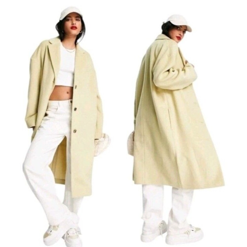 TopShop Longline Coat Cream Size 6 Tall NWT $145 MSRP